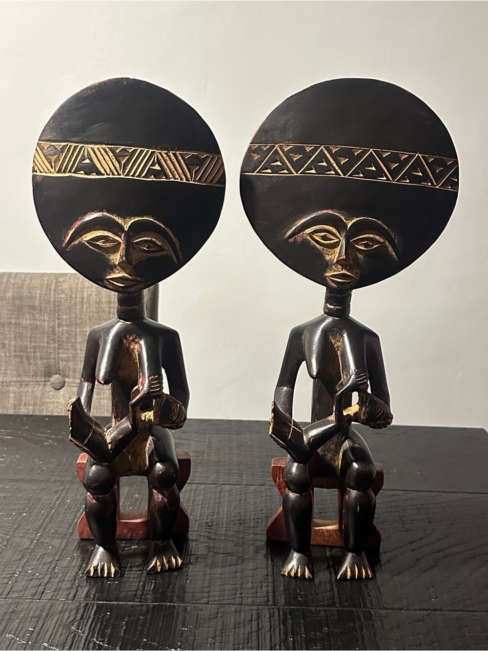 Ashanti Mother Doll fertility Wooden African Pair Decorative Home Art Sculpture